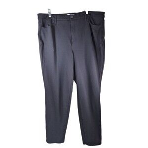 Talbots Plus Womens 20W Straight Leg Pants Flat Front Black Rayon Blend